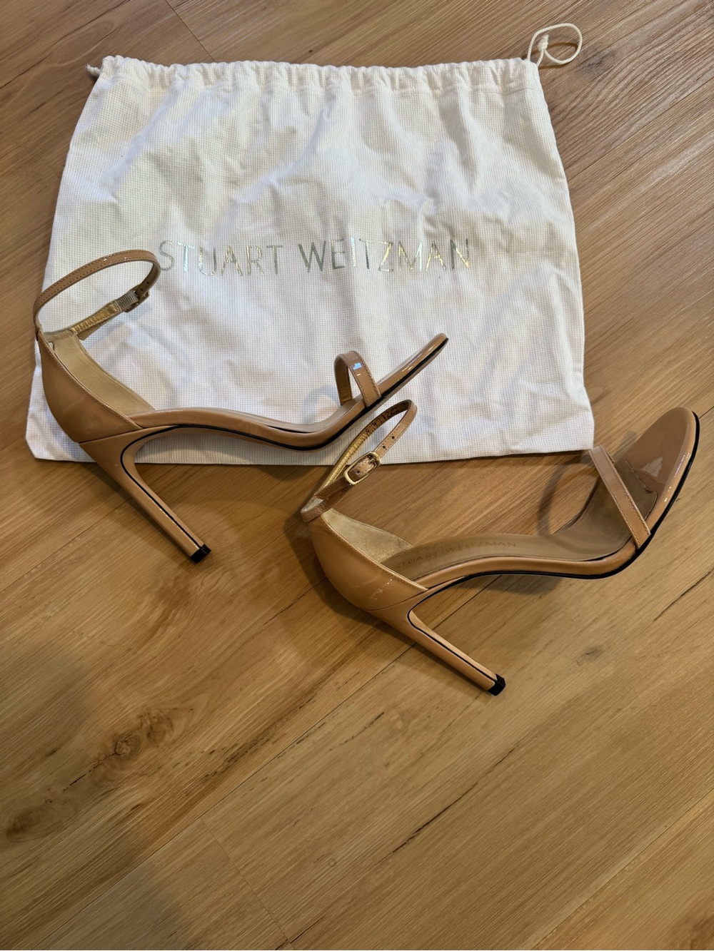 Stuart Weitzman Beige Strappy Stiletto Sandals